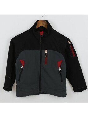 Snozu Boys Extra Small Black Gray Fleece Lined Soft Shell Full Zip Jacket